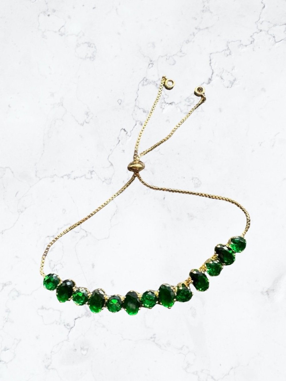 Elegant Gold-Plated Bracelet with Green Crystals